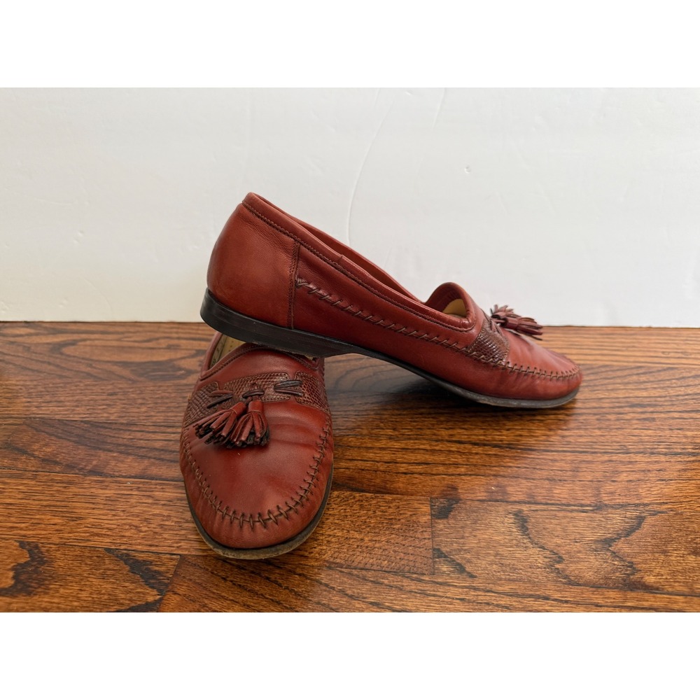 Santoni Mens Tassel Loafers Leather Snakeskin Made in Italy Size 9 B Old Money
